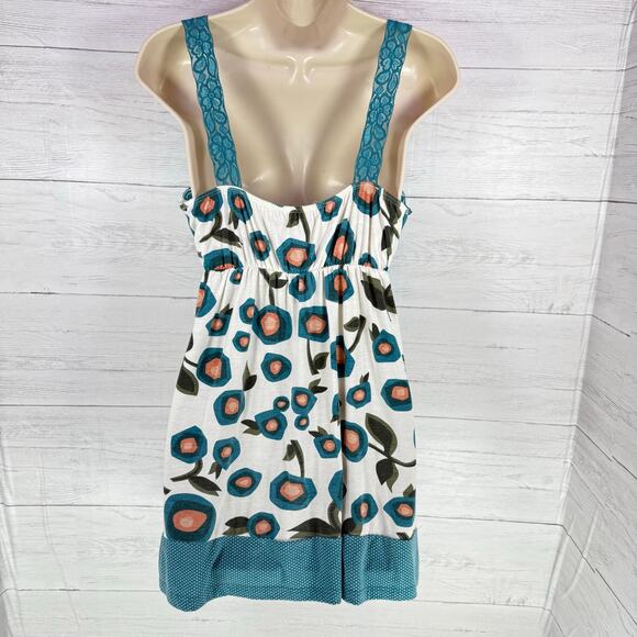 VTG Y2K Charlottee Russe medium turquoise dress floral lace coquette cottage USA - Picture 2 of 7